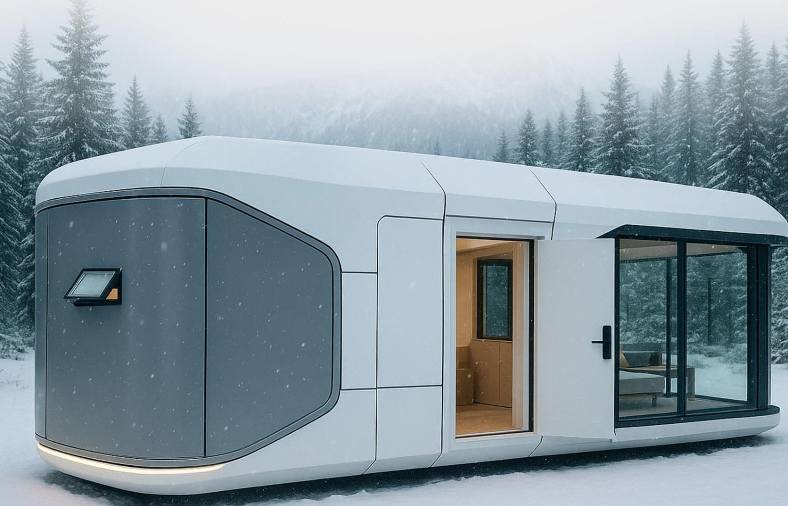 Capsule pod in snow